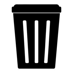 Simple black and white illustration of a wastepaper basket for recycling