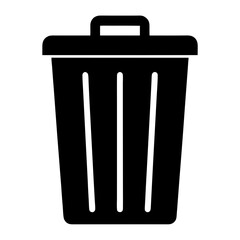 Simple Black and White Illustration of a Covered Trash Can for Disposal