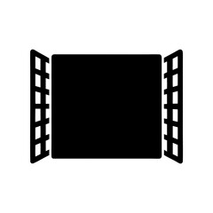 Obraz premium Illustration of an open window with a lattice frame in a simplified style