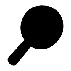 Simple black and white illustration of a hand held magnifying glass tool