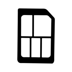 Black and white vector image of a nano SIM card for electronic devices