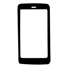 Stylized smartphone illustration with blank white screen for mockups or presentations