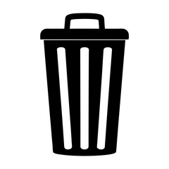 Simple vector illustration of a black trash can with three white stripes