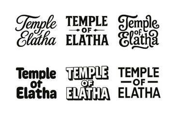 Obraz premium Temple Lettering Designs. Hidden trail. Set Logo of Hidden trail: leaf-marked footprint. harmonious logo variations of the same emblematic concept, each with