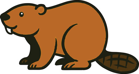 Beaver Vector Illustration Dam Building Wildlife Design Forest Animal Graphic