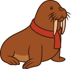 Walrus Vector Illustration Northern Wildlife Design Arctic Sea Animal Graphic