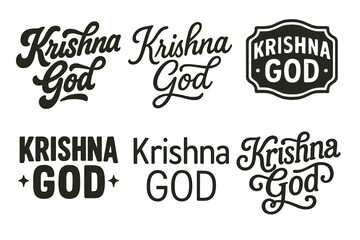 Krishna Lettering Variations. Krishna God. Set lettering. harmonious lettering variations of the same emblematic concept, each with different