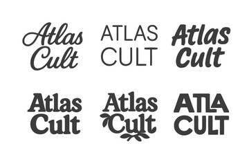 Obraz premium Atlas Cult Harmony. Atlas Cult. Set lettering. harmonious lettering variations of the same emblematic concept, each with different artistic interpretation