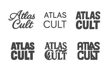 Obraz premium Atlas Cult Lettering Styles. Atlas Cult. Set lettering. harmonious lettering variations of the same emblematic concept, each with different artistic