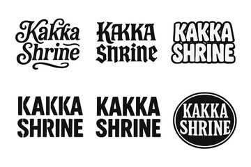 Fototapeta premium Diverse Lettering Styles. Kakka Shrine. Set lettering. harmonious lettering variations of the same emblematic concept, each with different artistic