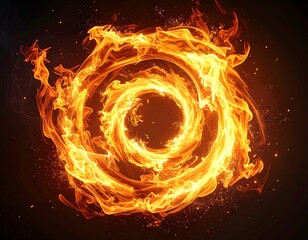 Fiery Ring of Flames on Dark Background
