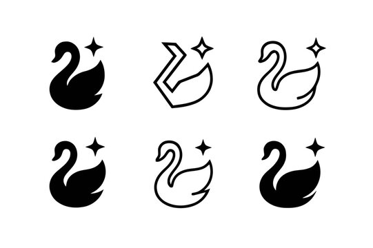 Deneb Logo Variations. Deneb in Cygnus. Set Logo of Deneb in Cygnus: swan tail star marker. harmonious logo variations of the same emblematic concept, each