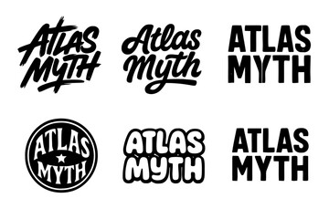 Obraz premium Atlas Emblem Variations. Atlas Myth. Set lettering. harmonious lettering variations of the same emblematic concept, each with different artistic interpretation
