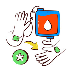 Conceptual doodle design illustration of blood donation