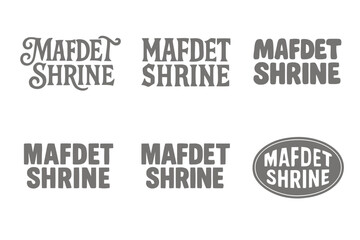 Obraz premium Mafdet Shrine Lettering Variations. Mafdet Shrine. Set lettering. harmonious lettering variations of the same emblematic concept, each with different artistic