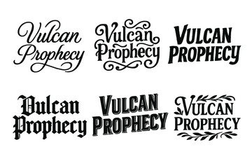 Varied Vulcan Typography. Vulcan Prophecy. Set lettering. harmonious lettering variations of the same emblematic concept, each with different