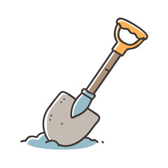 Illustration of a garden shovel digging into the ground vector graphic