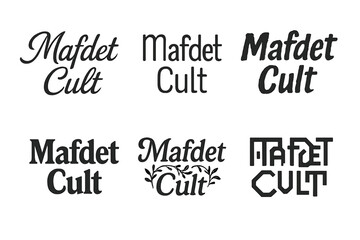 Obraz premium Mafdet Cult Lettering Variations. Mafdet Cult. Set lettering. harmonious lettering variations of the same emblematic concept, each with different artistic