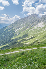 Fototapeta premium Alpine landscape in Nordkette, a range of mountains just north of Innsbruck, Tyrol, Austria