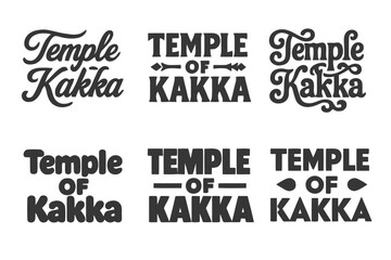 Fototapeta premium Diverse Lettering Harmony. Temple of Kakka. Set lettering. harmonious lettering variations of the same emblematic concept, each with different artistic