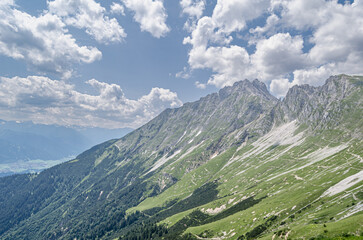 Fototapeta premium Alpine landscape in Nordkette, a range of mountains just north of Innsbruck, Tyrol, Austria