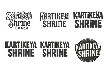 Obraz premium Kartikeya Shrine Lettering Variations. Karitkeya Shrine. Set lettering. harmonious lettering variations of the same emblematic concept, each with different