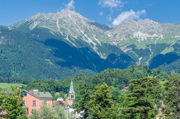 Old town of Innsbruck, Austria, with the Alps in the background