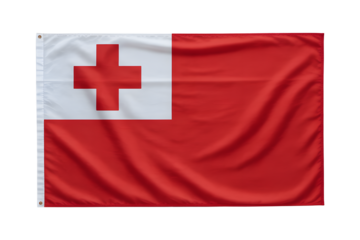 Vibrant Tonga flag waving proudly representing national pride and cultural identity, perfect for travel blogs and patriotic designs