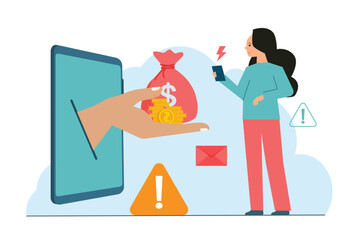 Illegal online loan application concept. Be careful with online loan services. Danger warning.