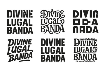 Obraz premium Harmonious Lettering Grid. Divine Lugalbanda. Set lettering. harmonious lettering variations of the same emblematic concept (Stencil-inspired urban lettering,
