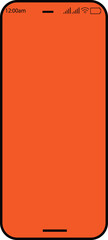 Modern smartphone with a vibrant orange screen and black frame isolated on a white background