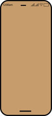 A minimalist illustration of a modern smartphone with a blank tan screen and subtle top status bar icons.