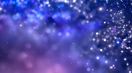 Fototapeta premium abstract glitter background with silver, purple, and blue lights, de-focused to create a sense of depth and movement, featuring a prominent banner with a subtle sparkle effect, where the lights blend 