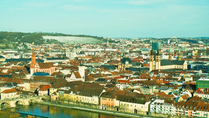 Aerial view of Würzburg, Germany, revealing a harmonious blend of Baroque architecture