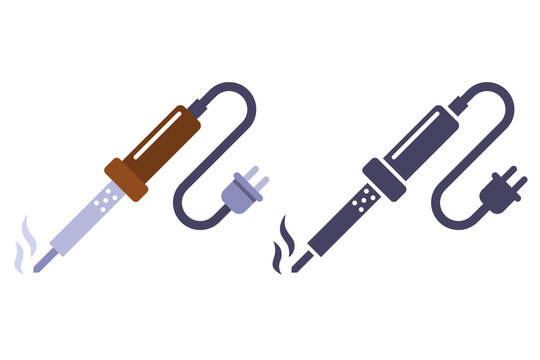 Soldering iron icon for soldering microcircuits. Flat illustration.