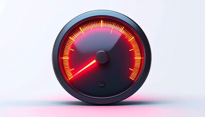 3D Speedometer Icon with Safe Zone Highlight Isolated on White Background