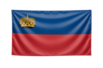 Stunning Liechtenstein flag with golden crown emblem, vibrant blue and red fabric waving majestically, perfect for national pride and European travel