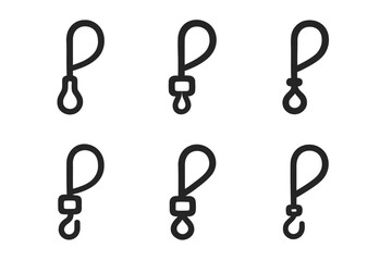 Leash Icon Grid. Pet-Friendly Living. Set Logo of Leash Icon: Minimal outline, Abstract geometric, Negative space, Flat solid, Symmetrical form, Iconic shape.