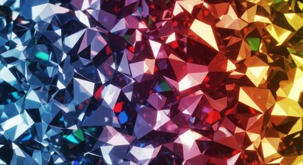 Abstract image of fragmented geometric shapes transitioning across a spectrum of vibrant colors