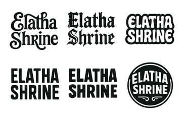 Obraz premium Elatha Shrine Lettering Variations. Elatha Shrine. Set lettering. harmonious lettering variations of the same emblematic concept, each with different artistic