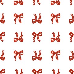 Cozy Winter Seamless Pattern with Red Bows
