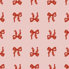 Cute seamless pattern with red bows, perfect for wrapping, crafts, stationery, and holiday designs
