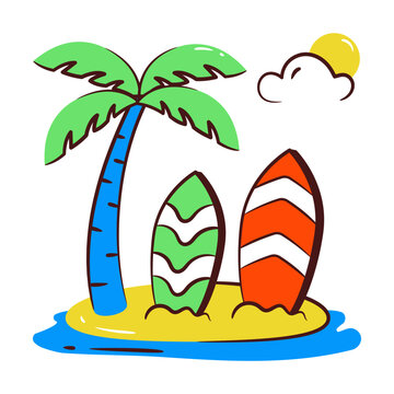 Adventure board icon, trendy design of surfboard