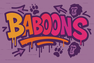 Fototapeta premium Baboons Graffiti Art. Graffiti Simplified ? 