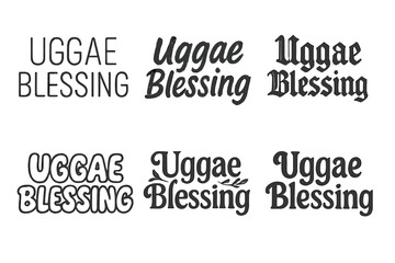 Fototapeta premium Creative Lettering Grid. Uggae Blessing. Set lettering. harmonious lettering variations of the same emblematic concept, each with different artistic
