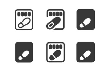 Obraz premium Step Counter Logos. Health and Fitness Challenges. Set Logo of Step Counter Icon: Minimal outline, Abstract geometric, Negative space, Flat solid, Symmetrical