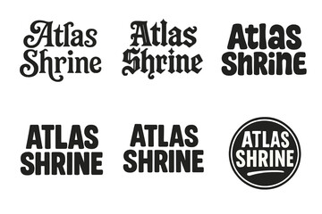 Fototapeta premium Atlas Shrine Lettering Variations. Atlas Shrine. Set lettering. harmonious lettering variations of the same emblematic concept, each with different artistic