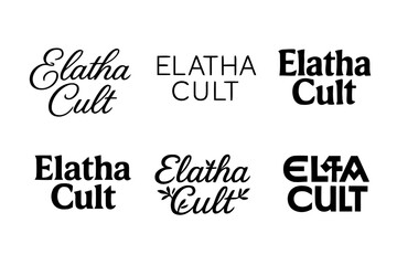 Elatha Cult Typography. Elatha Cult. Set lettering. harmonious lettering variations of the same emblematic concept, each with different artistic interpretation