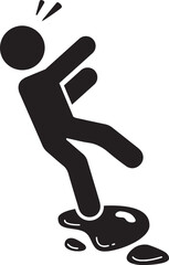 Slippery when wet warning symbol with a stick figure