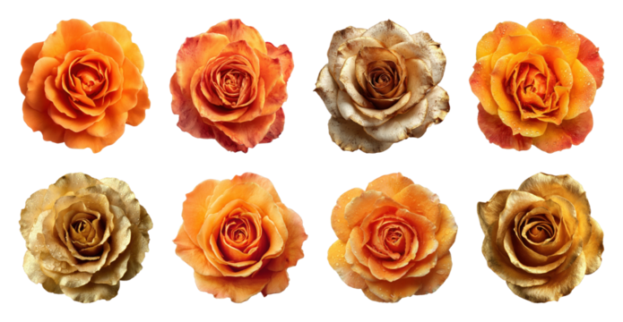 PNG Vibrant orange roses illustration, element set on transparent background - Powered by Adobe